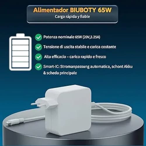 شارژر ۶۵ واتی USB-C سازگار با مک‌بوک ایر — تصویر ۲