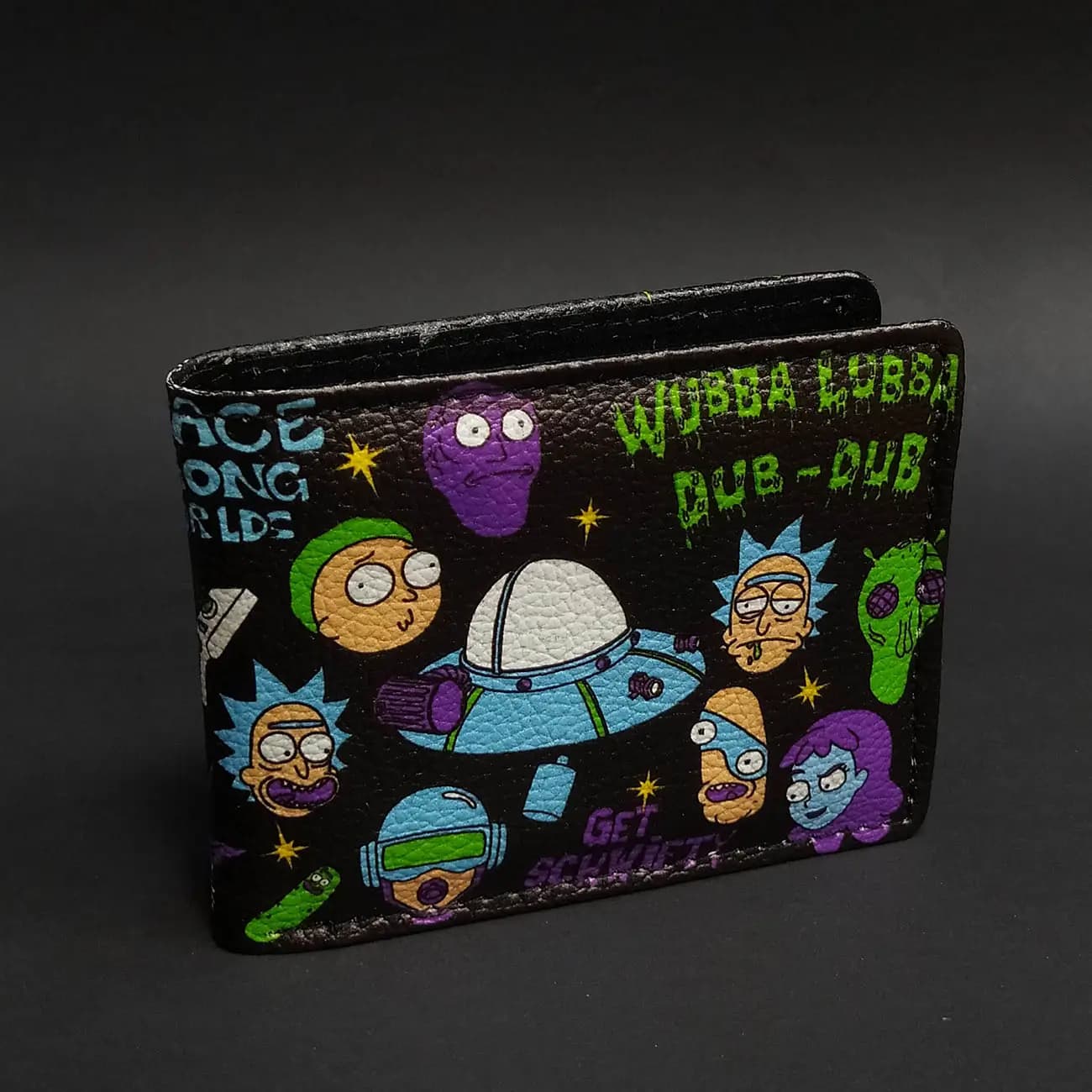 کیف پول چاپی طرح Rick and Morty کلاژ شخصیت‌ها | کیف پول فانتزی کارتونی با طراحی علمی تخیلی