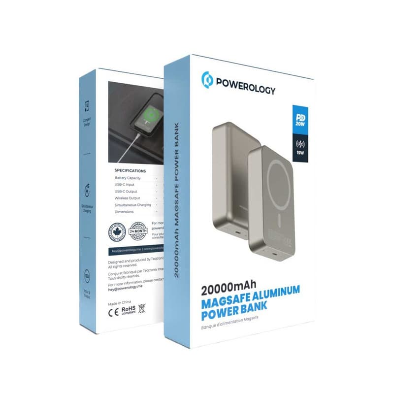 پاوربانک پاورولوجی مدل Magsafe aluminum ظرفیت 20000 میلس آمپر ساعت — تصویر ۸