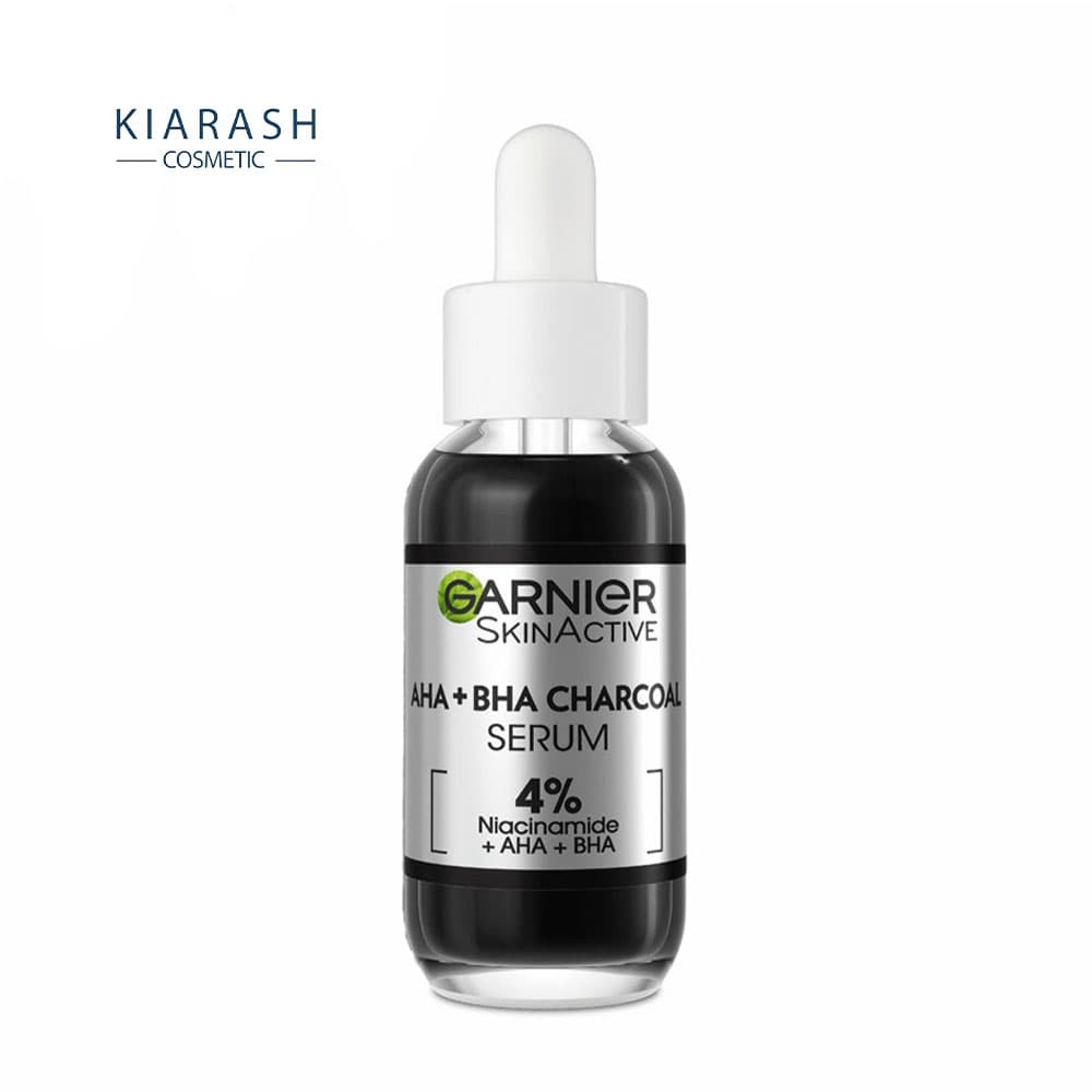 سرم لایه بردار زغال گارنیر Garnier 4% AHA + BHA (Salicylic Acid) & Niacinamide Charcoal Serum 30ml