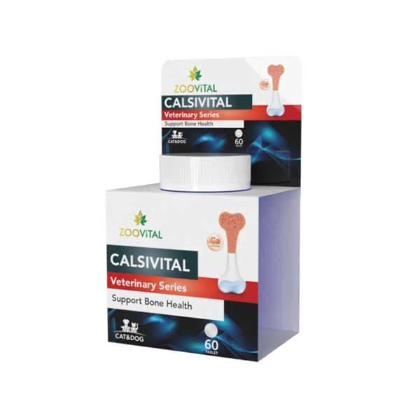 قرص مکمل کلسیم سگ و گربه مدل کلسی ویتال 60 عددی زوویتال (zoovital) — تصویر ۲