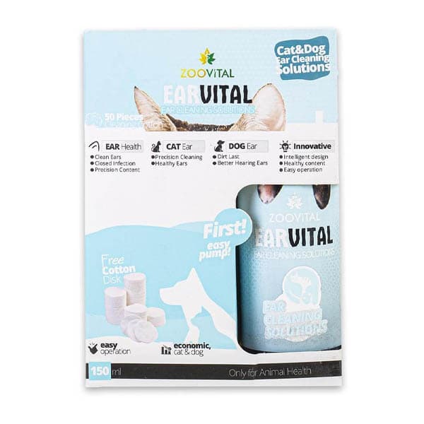 قطره تمیزکننده گوش سگ و گربه به همراه 50 پد بهداشتی زوویتال (zoovital) — تصویر ۲