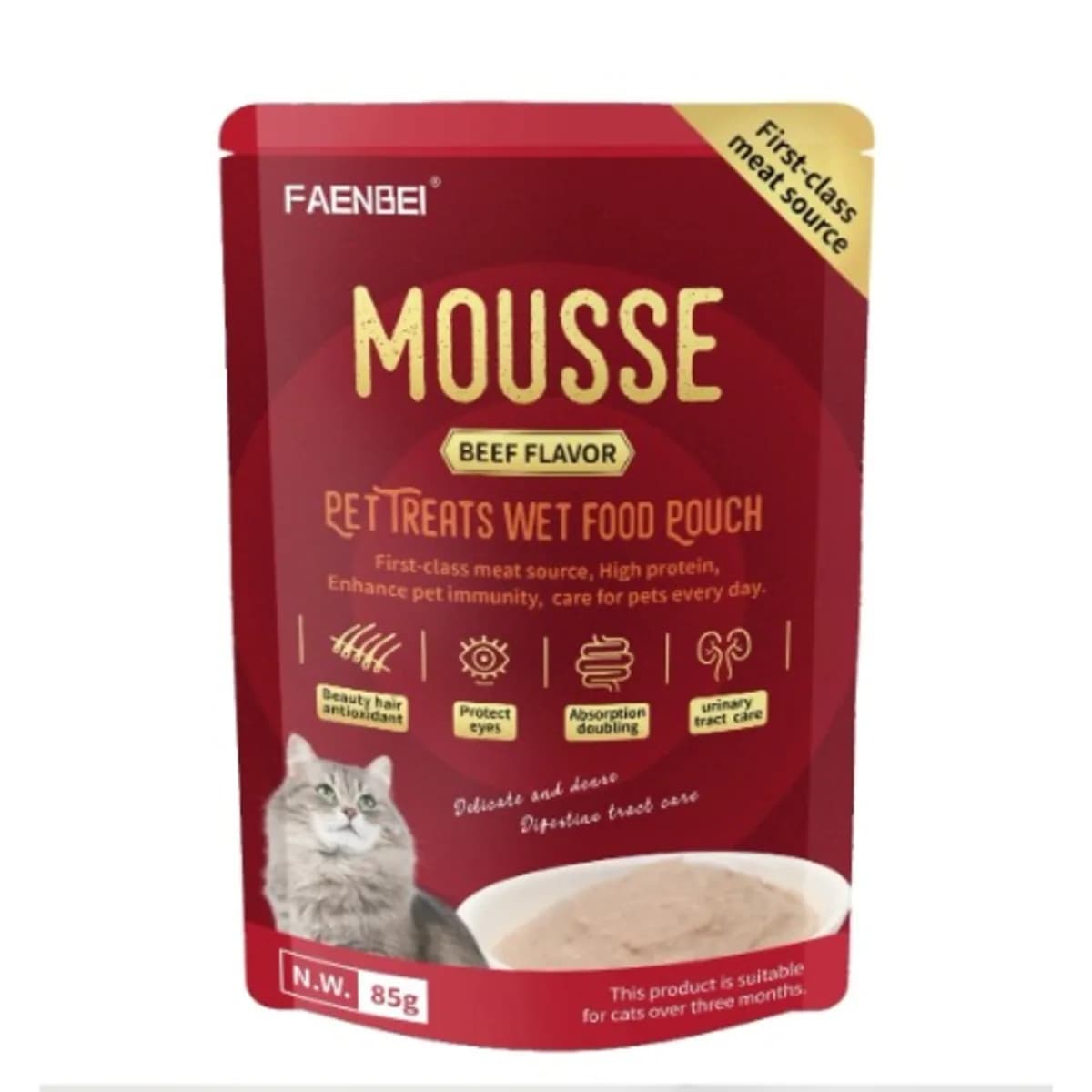 موس گربه فنبی Faenbei طعم بیف وزن 85 گرم