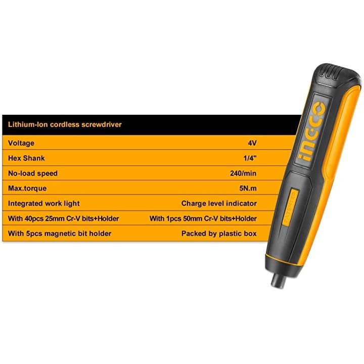 پیچ گوشتی شارژی اینکو مدل CSDLI0403-4V مجموعه 45 عددی — تصویر ۶