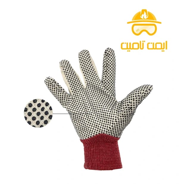 دستکش ایمنی کتان خالدار ۱۴ اونس