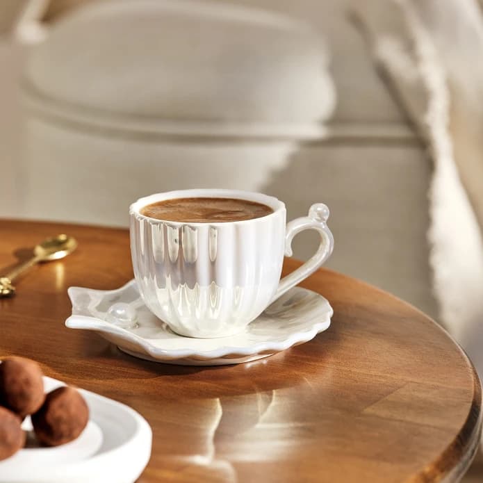 ست قهوه خوری ۲ نفره امسان مدل İstiridye سفید