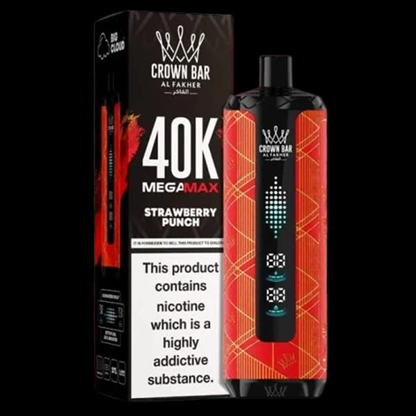 ویپ یکبار مصرف الفاخر مگامکس پانچ توت فرنگی 40000 پاف alfakher megamax strawberry punch vape