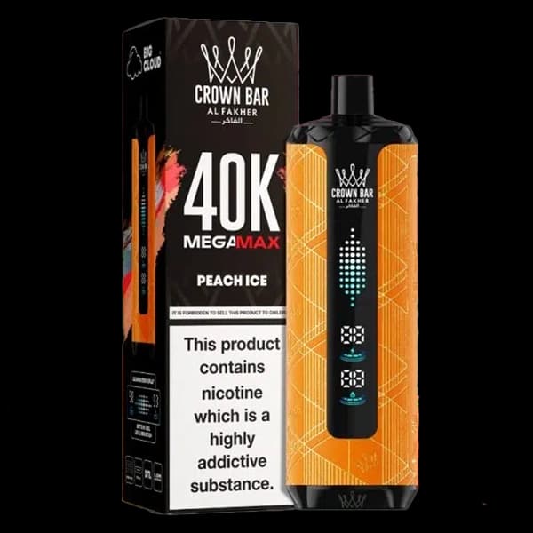 ویپ یکبار مصرف الفاخر مگامکس هلو یخ 40000 پاف alfakher megamax peach ice vape — تصویر ۲