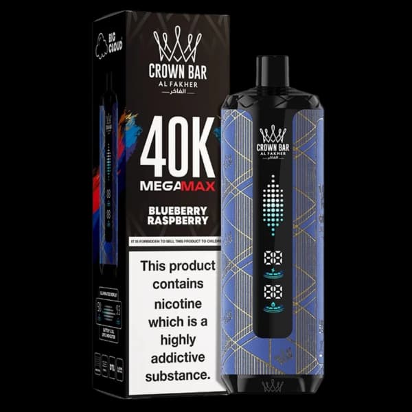 ویپ یکبار مصرف الفاخر مگامکس رزبری بلوبری 40000 پاف alfakher megamax blueberry raspberry vape — تصویر ۲