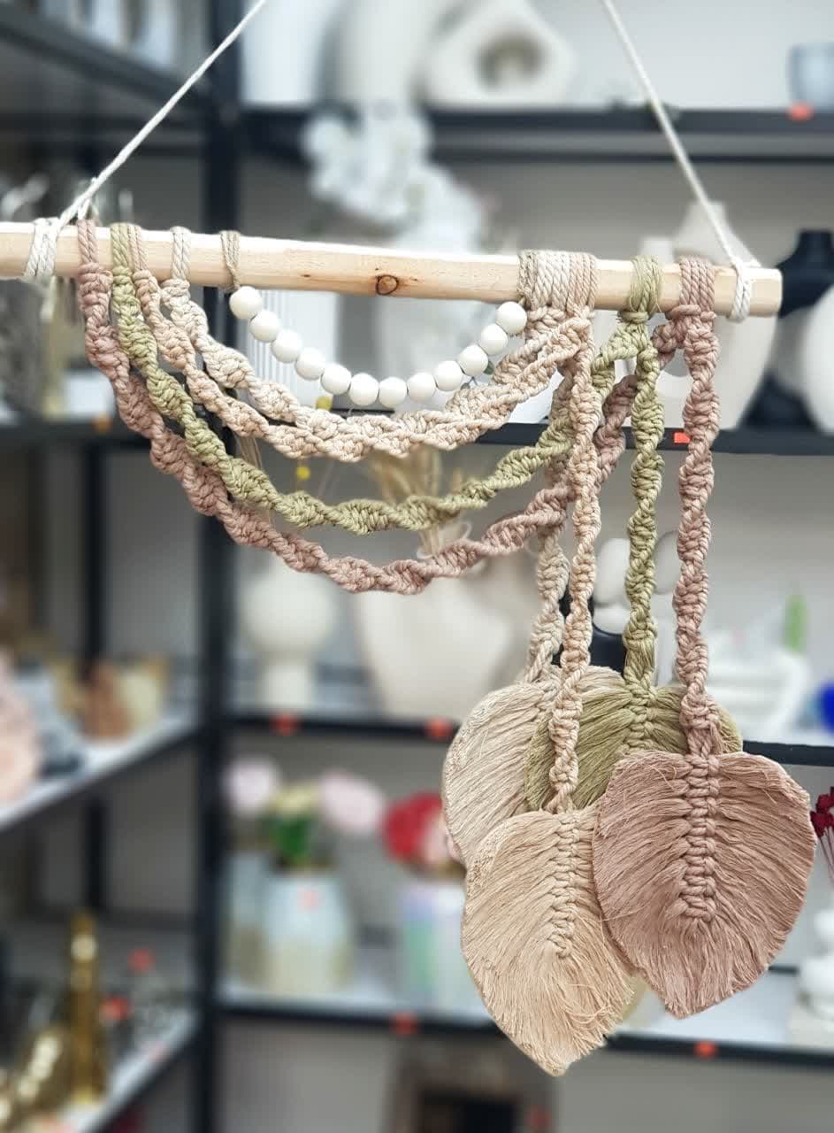 دیوارکوب مکرومه برگ 4 عددی