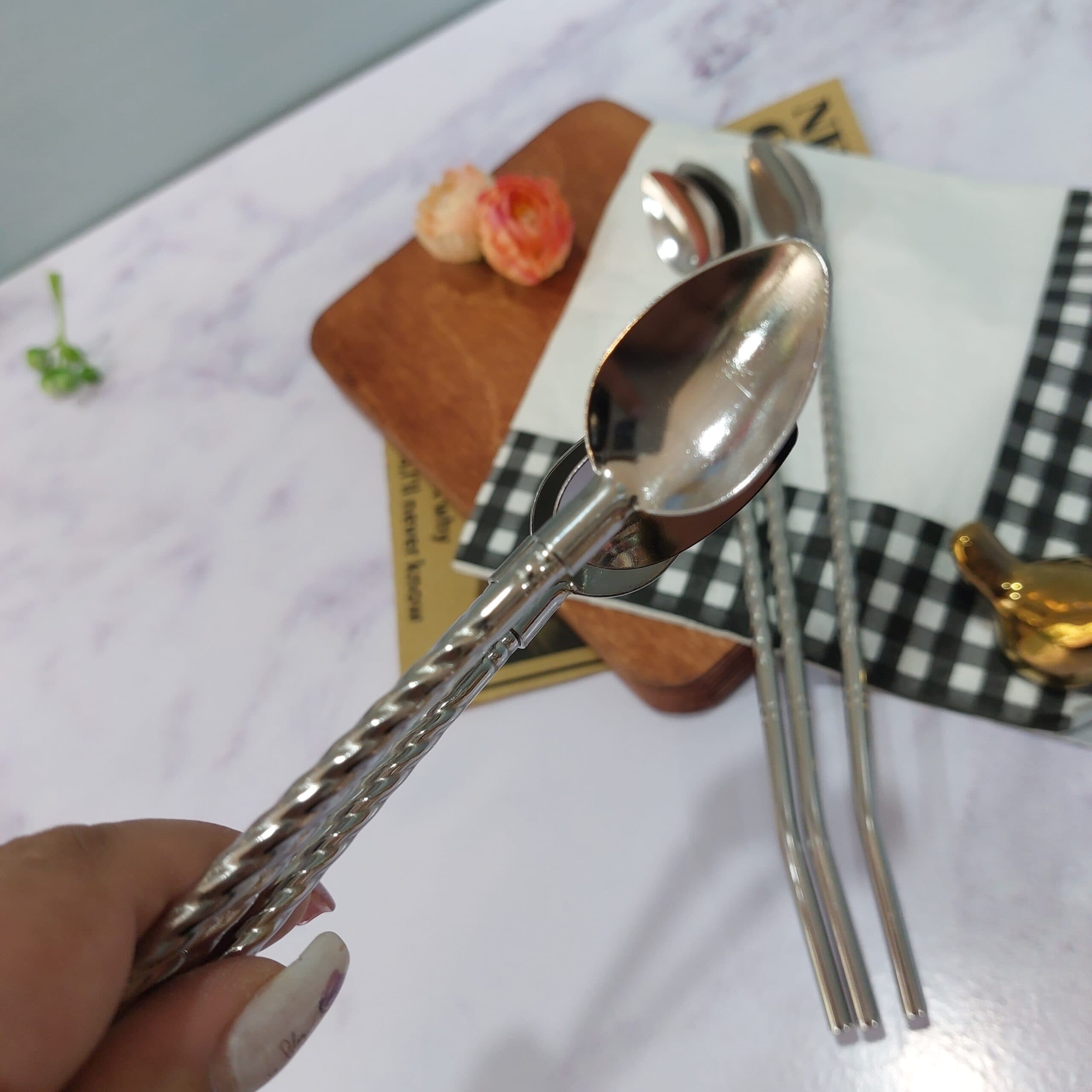 قاشق نی دار استیل — تصویر ۶
