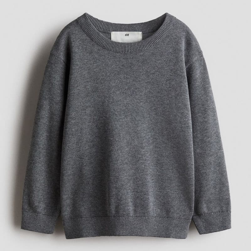 بلوز بافت پسرانه شیک و ساده برند H&M طوسی تیره