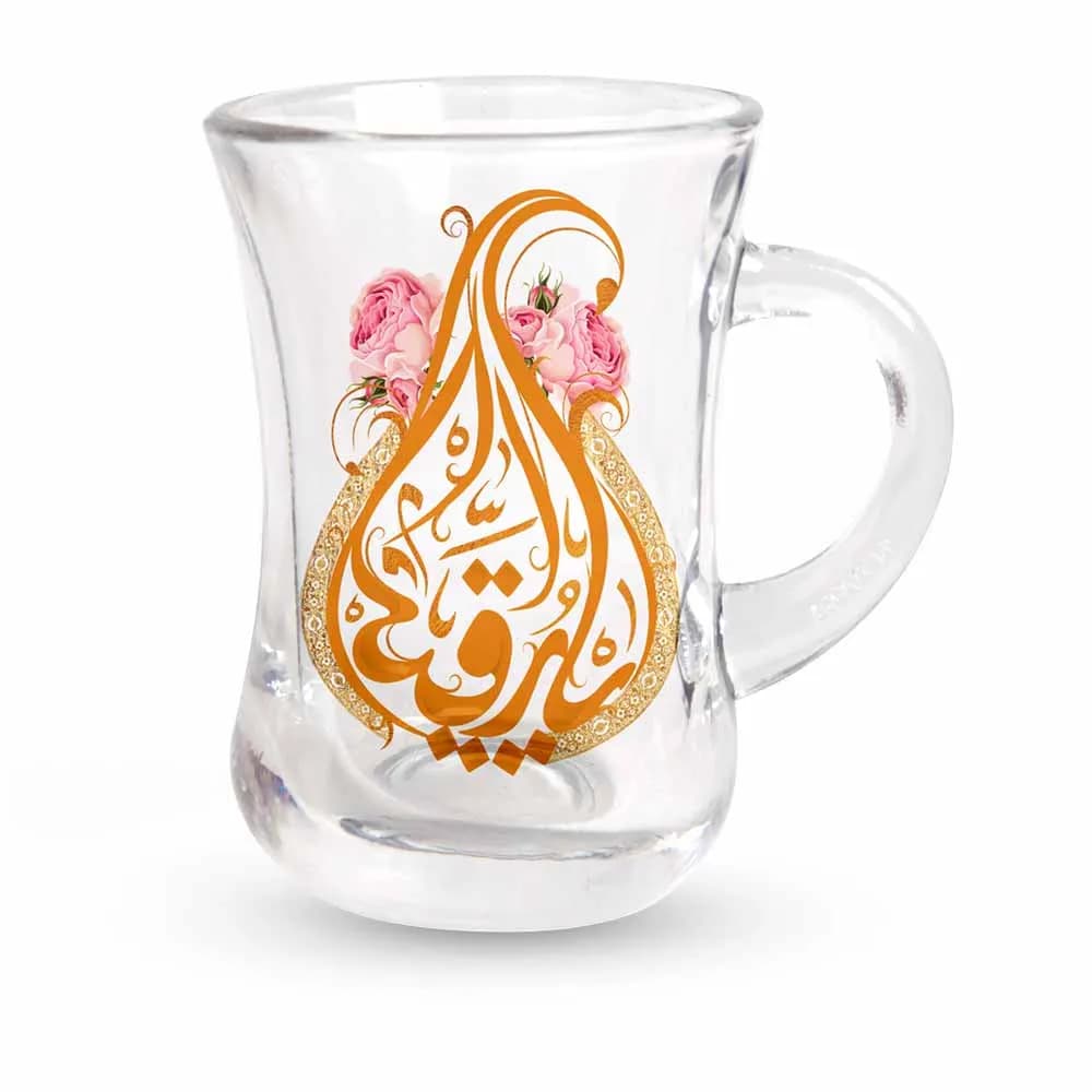 استکان کمر باریک دسته دار محرم یا رقیه علیه السلام شش عددی کد 0485 — تصویر ۲