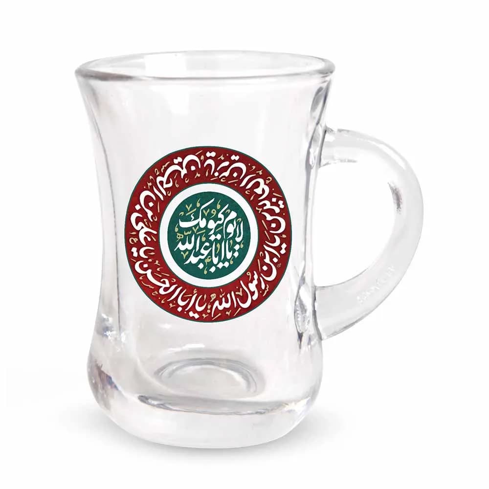استکان کمر باریک دسته دار محرم لا یوم کیومک یا اباعبدالله شش عددی کد 2689 — تصویر ۲
