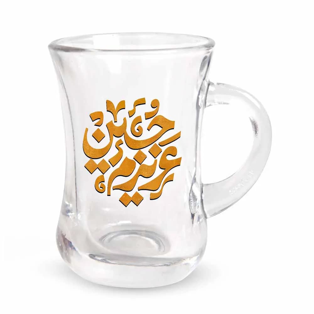 استکان کمر باریک دسته دار محرم عزیزم حسین شش عددی کد 2688 — تصویر ۲