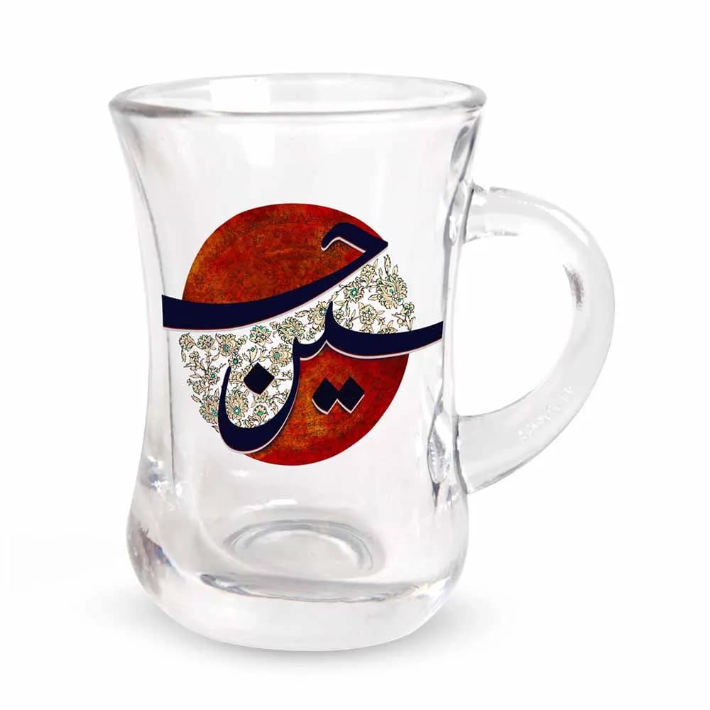 استکان کمر باریک دسته دار محرم حسین شش عددی کد 2687 — تصویر ۲
