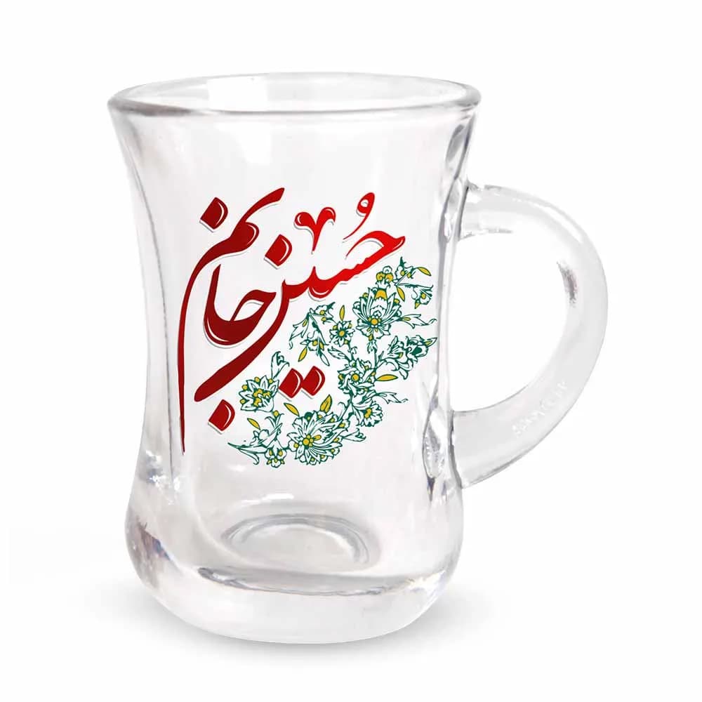 استکان کمر باریک دسته دار محرم حسین جانم شش عددی کد 2685 — تصویر ۲