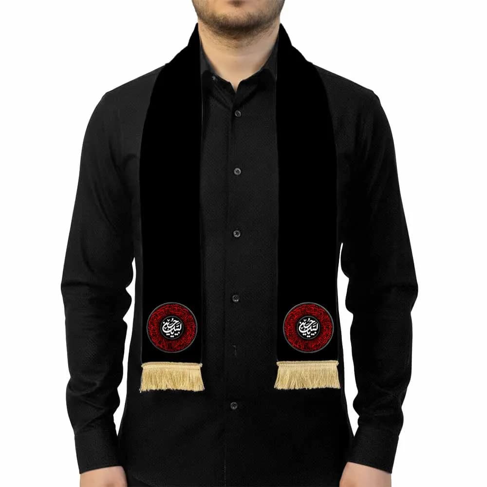 شال محرم مخمل لبیک یا حسین کد 2664 — تصویر ۲