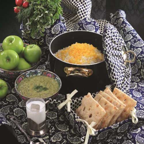 نیم ست آشپزخانه کتان 8 تکه طرح ترمه