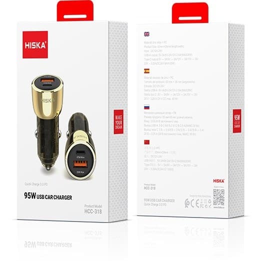 شارژر فندکی هیسکا مدل HCC-318 ظرفیت ۹۵ وات