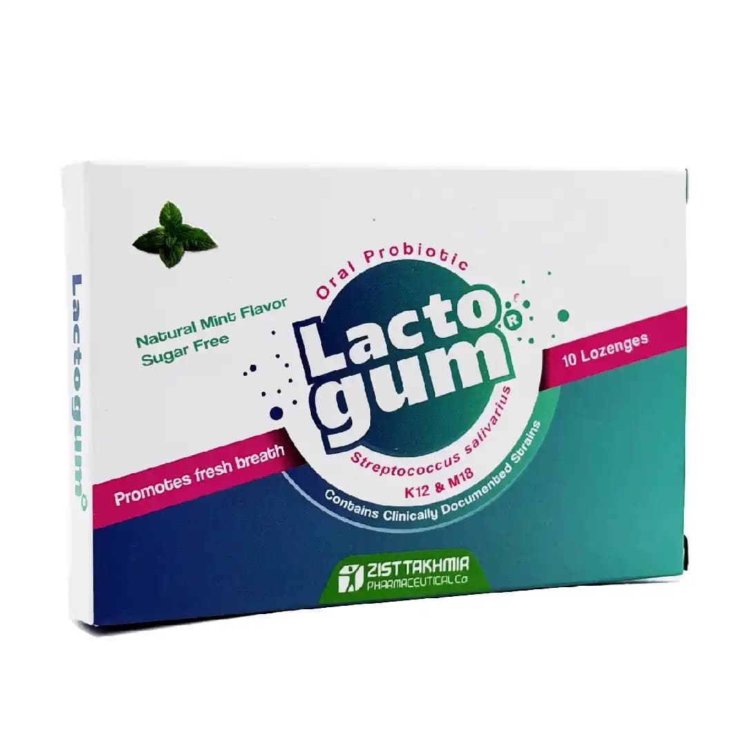 قرص مکیدنی زیست تخمیر لاکتوگام با طعم نعنا بسته 10 عددی/Zist Takhmir Mint Lactogum 10 Pcs — تصویر ۲