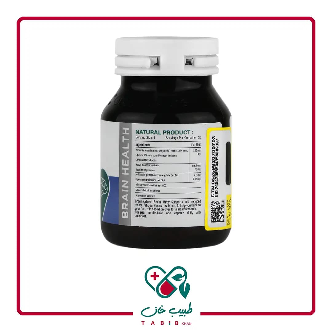 کپسول برین بریکس گرین نیچر 30 عددی/Green Nature Brain Brix 30 Capsules — تصویر ۳