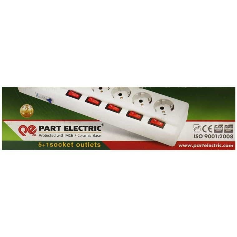 چندراهی برق پارت الکتریک مدل 5+1 با کابل ۱.۸ متری مدل pe2095