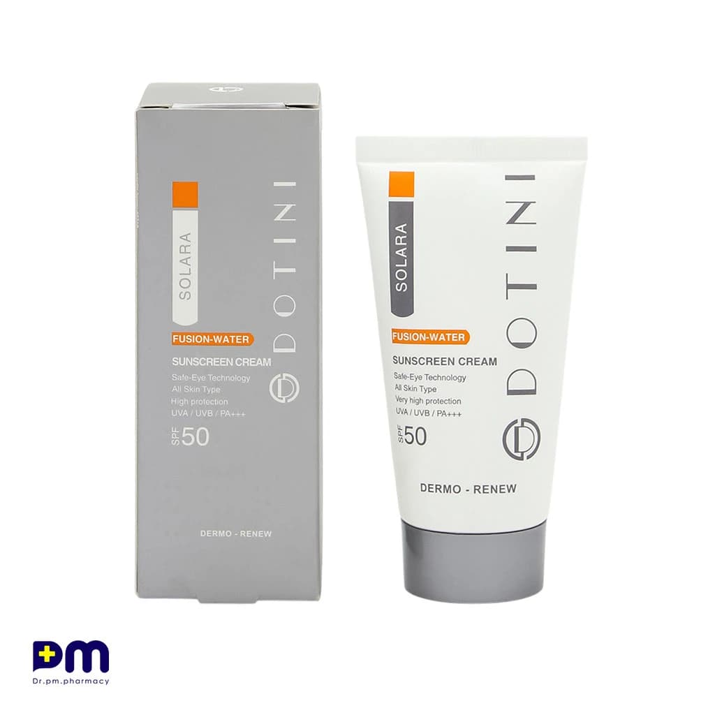کرم ضد آفتاب فیوژن واتر بی‌رنگ SPF50 دوتینی مناسب انواع پوست