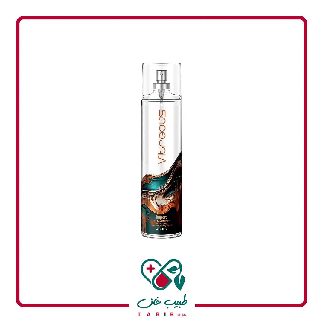 بادی میست مردانه ویتروس مدل ایمپرو رایحه گرم و تند حجم ۲۴۵ میلی‌لیتر/Vitrus Impro Men’s Body Mist Warm & Spicy 245ml