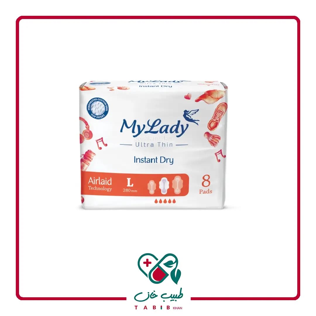 نوار بهداشتی مای لیدی مدل Silky Soft سایز بزرگ مجموعه 6 عددی/My Lady Sanitary Pad Silky Soft Model Large Size 6 Pcs