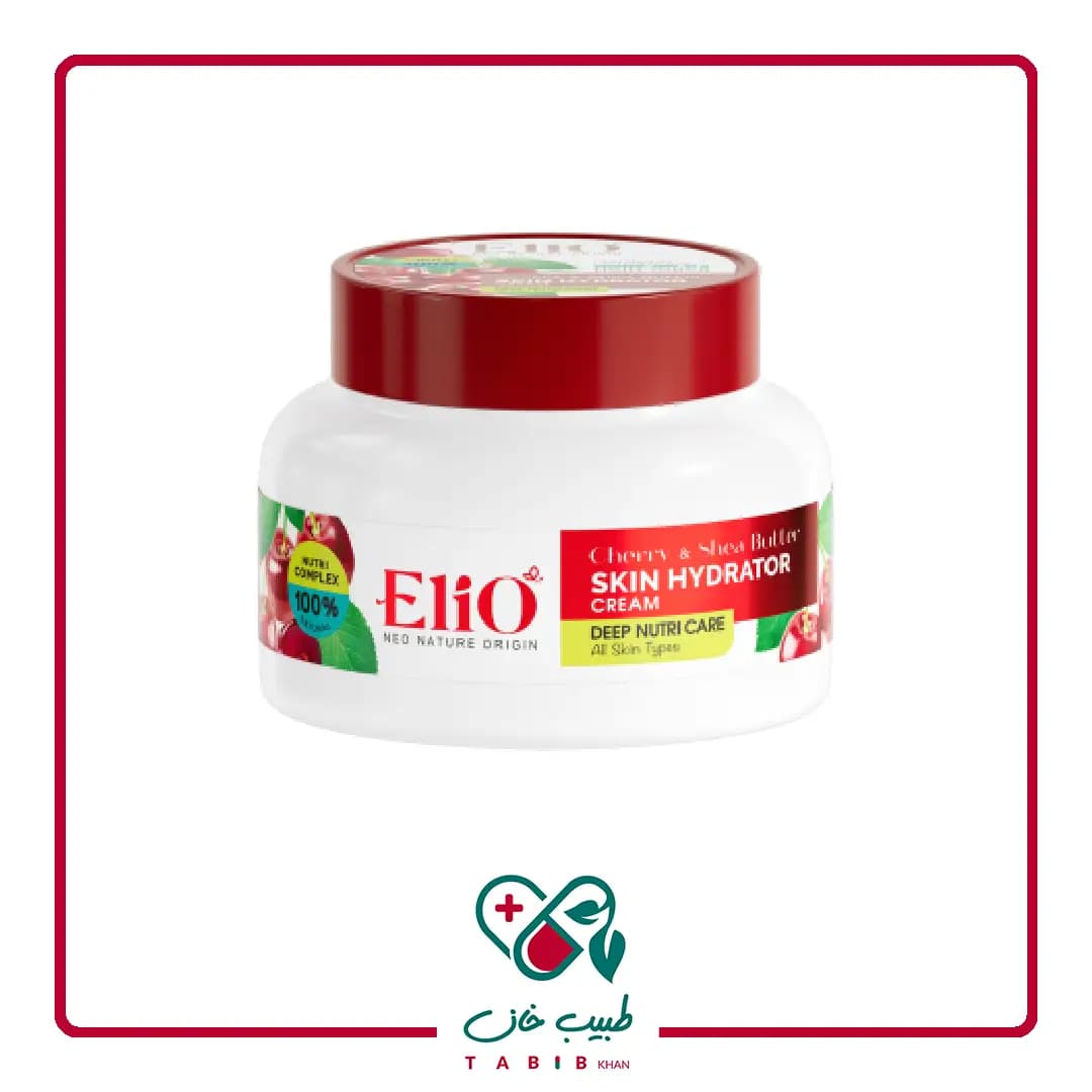 کرم مرطوب کننده دست و صورت الیو مدل گیلاس و شی باتر مناسب برای انواع پوست حجم 200 میلی لیتر/Elio Cherry Hydration Cream 200 ml