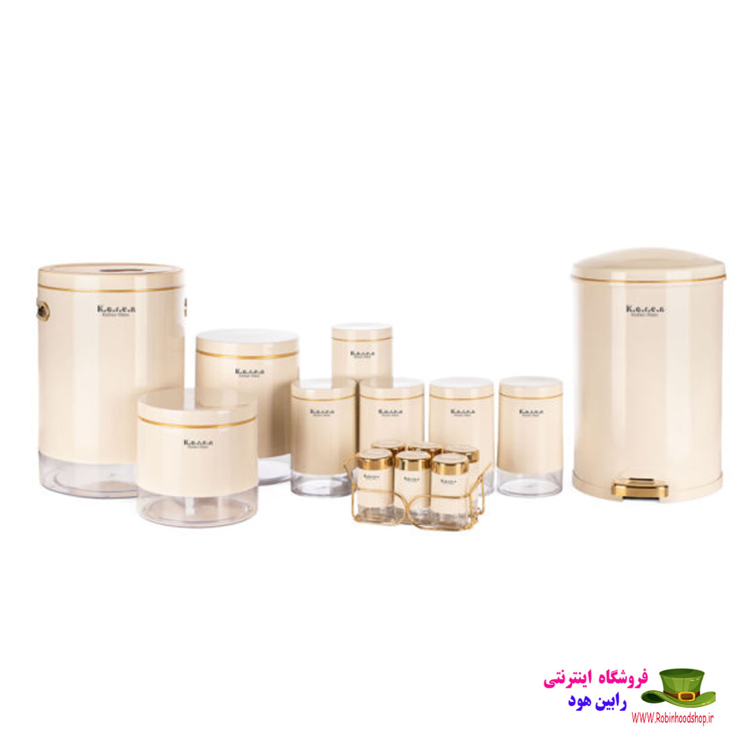 سرویس 16 پارچه آشپزخانه وانیلی طلایی کد 1522 کارن