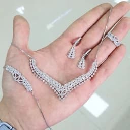 سرویس طرح جواهر نقره 925 روکش طلا — تصویر ۳