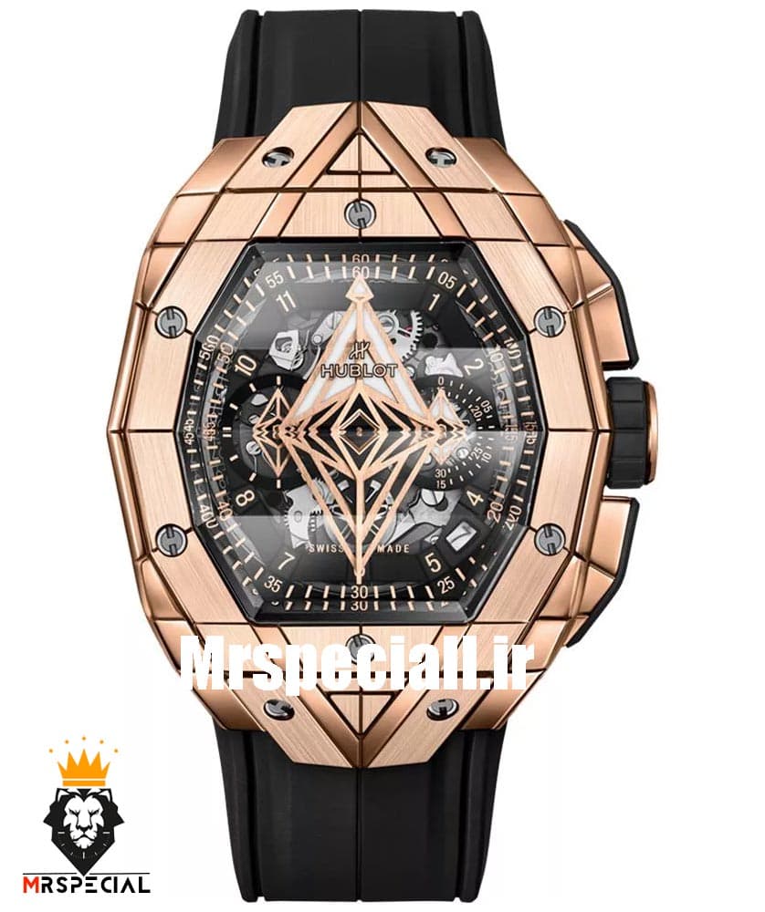 ساعت مچی مردانه هابلوت کرنوگراف رزگلد بند رابر 01694 HUBLOT BIG BANG SANG BLEU