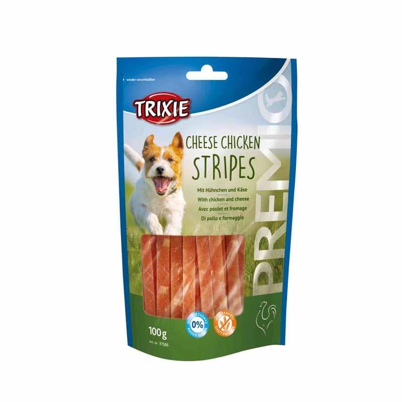 تشویقی سگ تریکسی مدل Cheese Chicken Stripes وزن 100 گرم