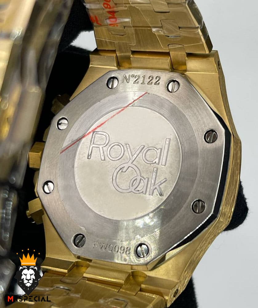 ساعت مردانه اودمار پیگه کرنوگراف طلایی صفحه مشکی AUDEMARS PIGUET ROYAL 01639 — تصویر ۵