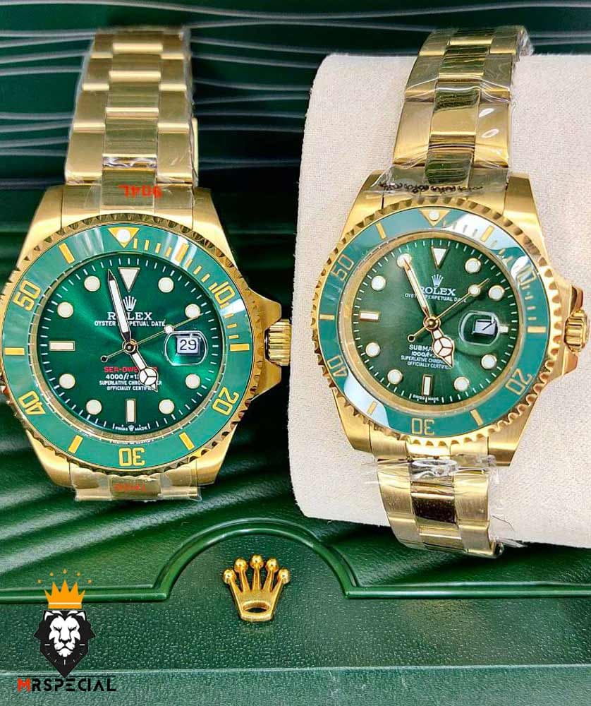 ساعت ست رولکس مردانه و زنانه ساب مارینر طلایی صفحه سبز 01624 Rolex Sub mariner — تصویر ۲