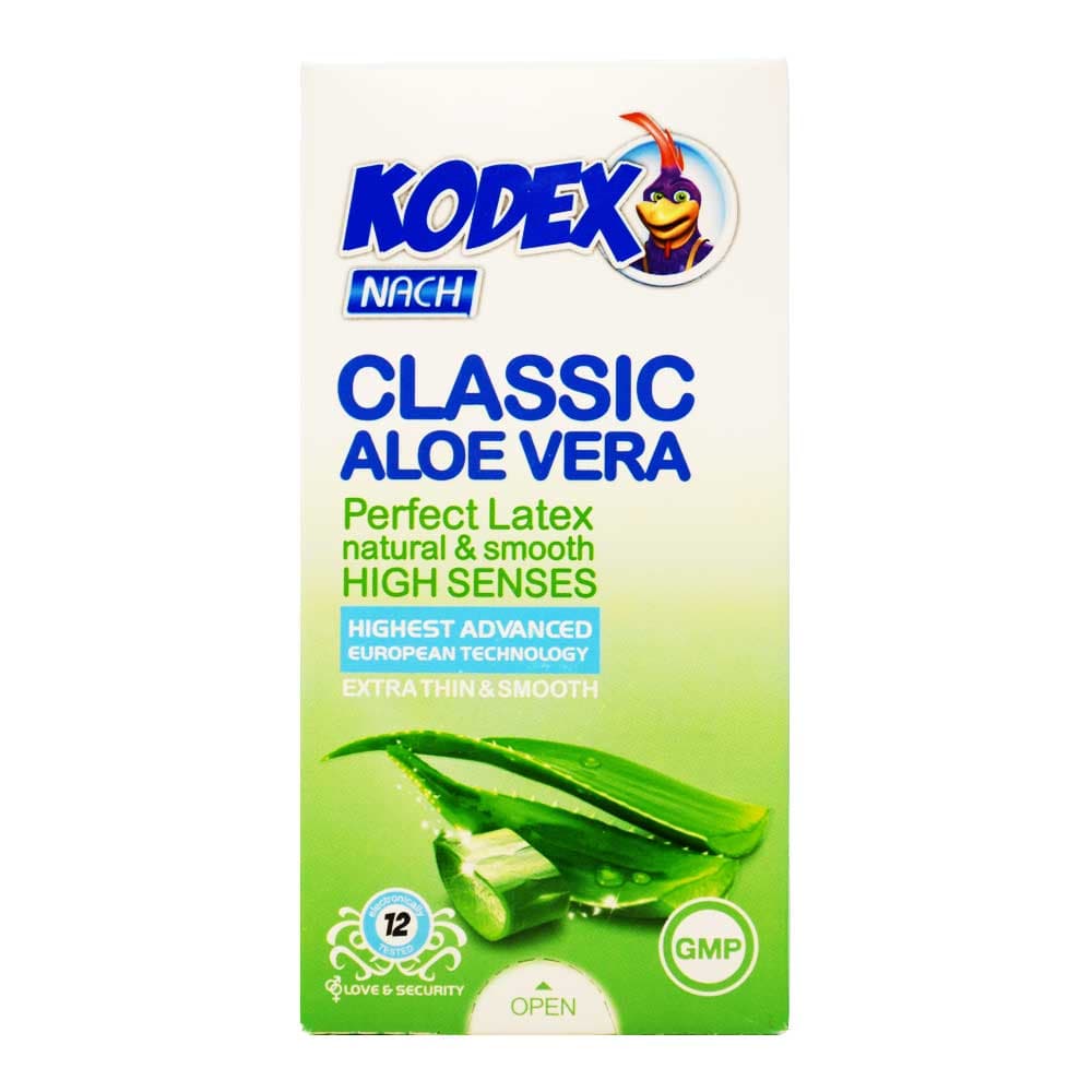 کاندوم کلاسیک کدکس KODEX مدل آلوئه ورا بسته 12 عددی