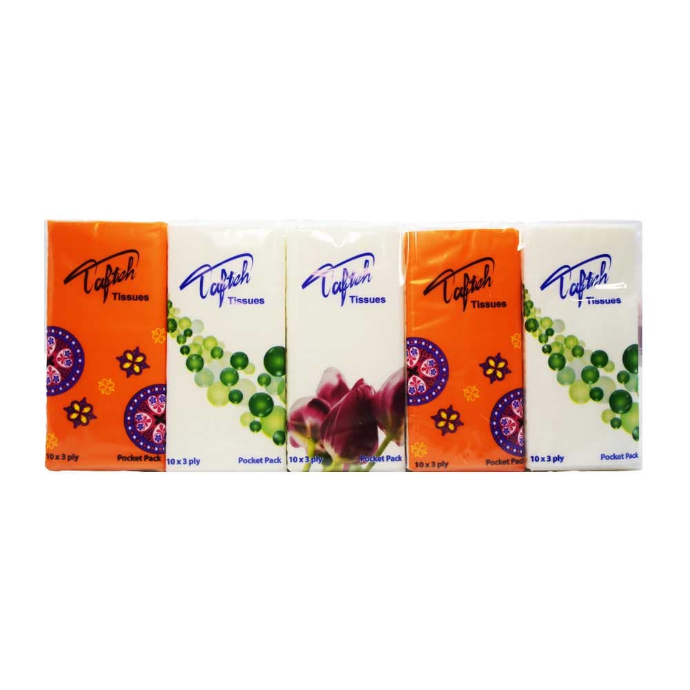 دستمال جیبی سه لایه تافته TAFTEH بسته 10 عددی