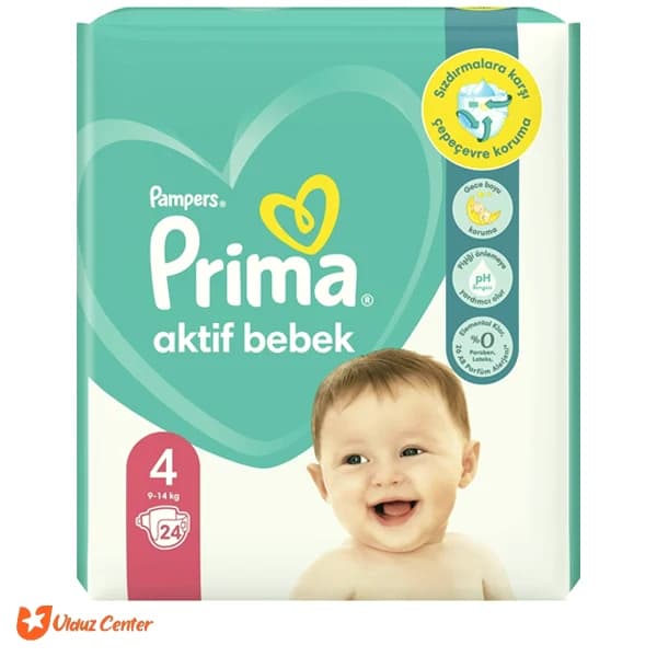 پوشک کودک پمپرز پریما چسبی ترک مدل Aktif Bebek سایز 4 بسته 24 عددی