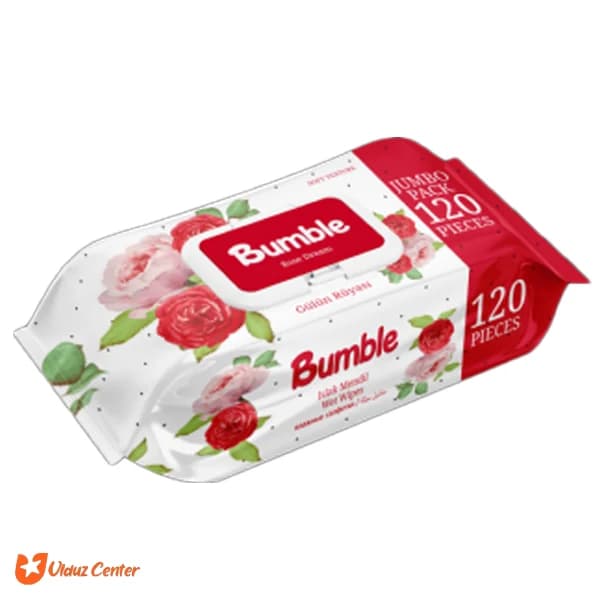 دستمال مرطوب بامبل با رایحه گل رز بسته 120 عددی