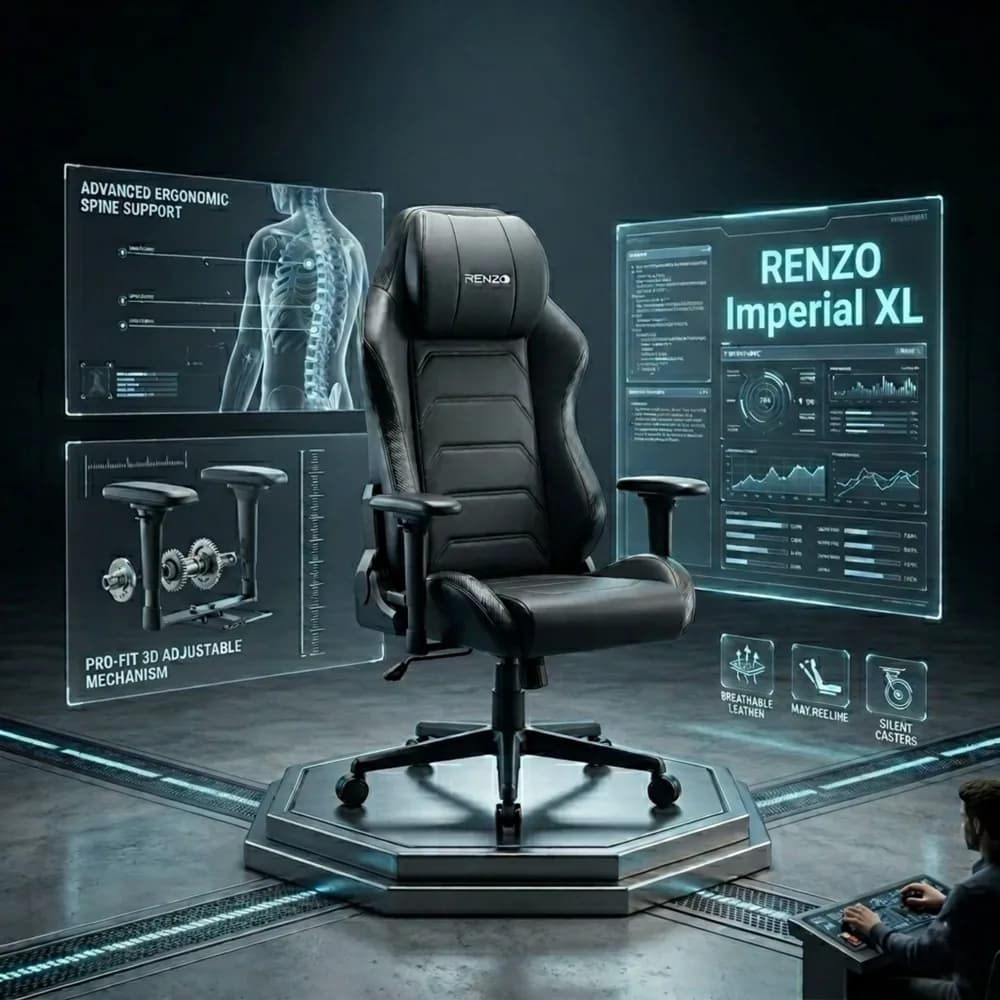 صندلی گیمینگ رنزو RENZO Imperial XL Carbon Black — تصویر ۹