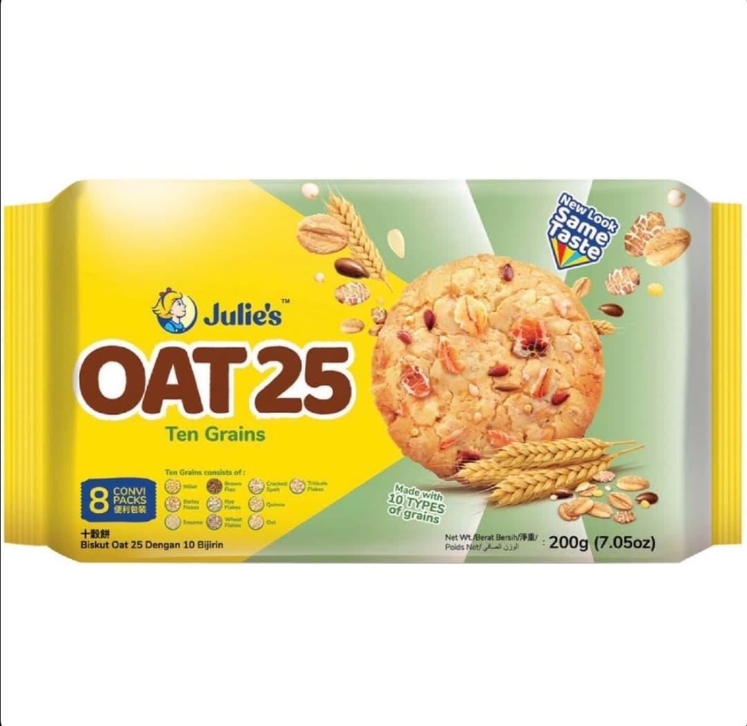 بیسکوییت جو دوسر پک 8 عددی 200g200g 8x25g Julie’s OAT 25 ten grains(اورجینال)