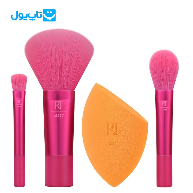 ست مینی براش ریل تکنیک Real Techniques مدل Holidaze Limited Edition شامل 3 براش آرایشی و 1 اسفنج میکاپ