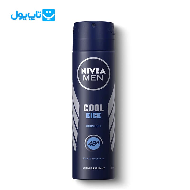 اسپری ضد تعریق مردانه نیوآ Nivea مدل Cool Kick رایحه خنک ماندگاری ۴۸ ساعته حجم ۱۵۰ میلی‌لیتر