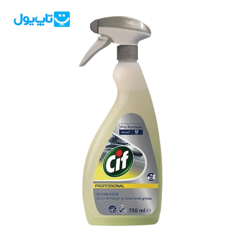 اسپری چربی‌زدا قوی سیف Cif سوئیس مدل Degreaser همراه یدک کنسانتره شارژ مجدد Eco Refill Power Shine حجم 70+۷۵۰ میلی‌لیتر