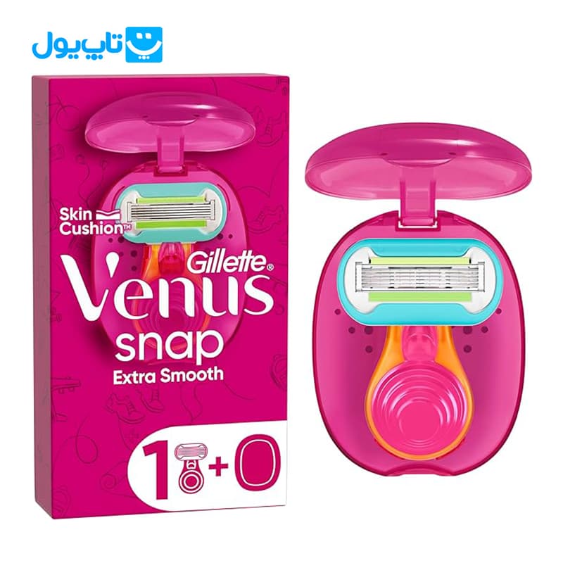 خودتراش زنانه ژیلت Gillette مدل Venus Snap پنج تیغه با قاب مسافرتی — تصویر ۳