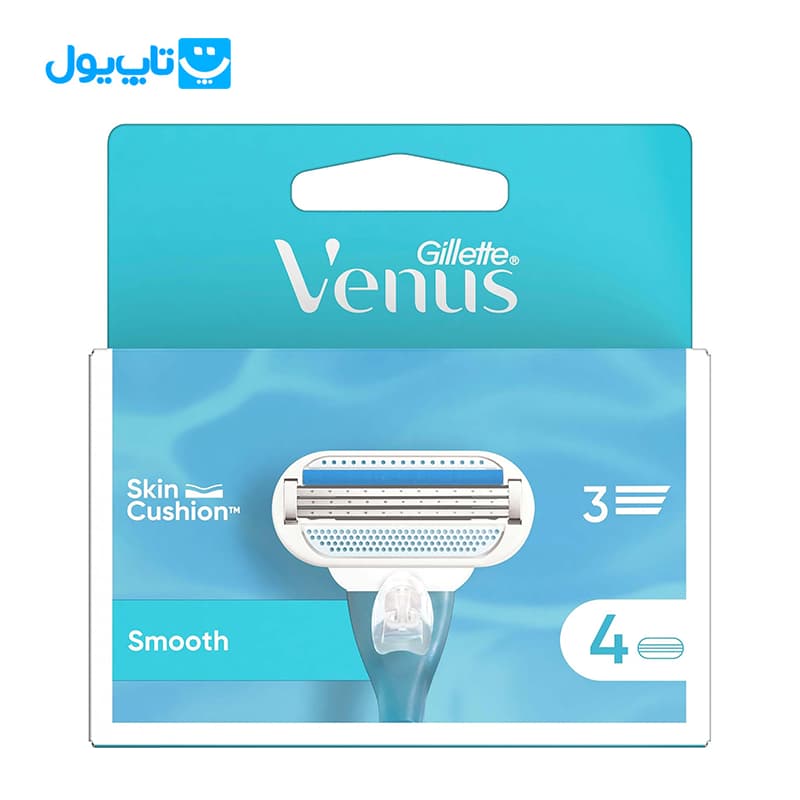 یدک خودتراش زنانه ژیلت Gillette سری Venus مدل Smooth 3 تیغ بسته 4 عددی