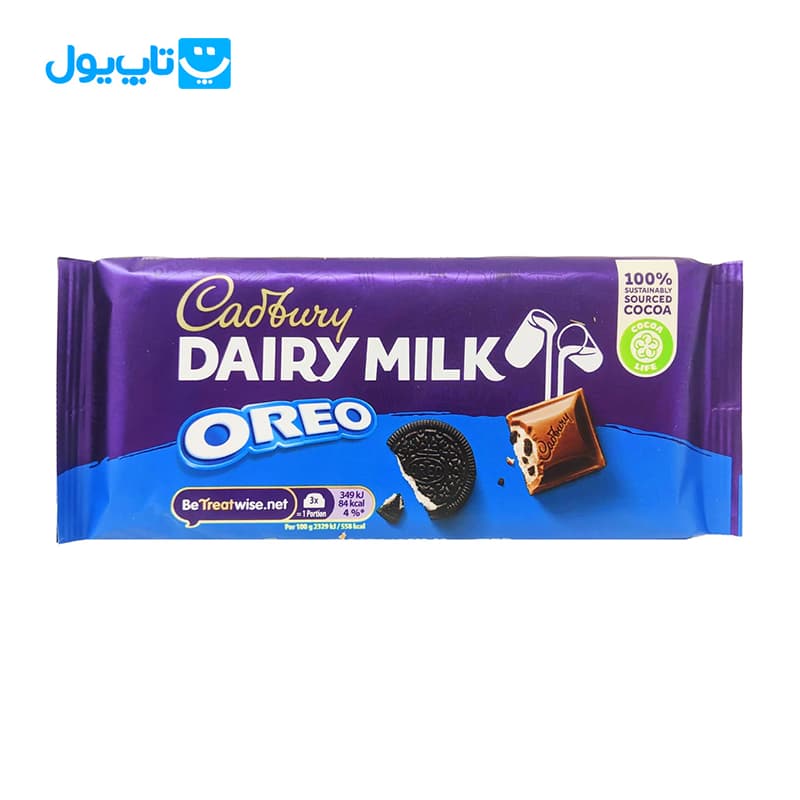 شکلات تخته ای کدبری Cadbury مدل Dairy Milk اورئو Oreo وزن 120 گرم