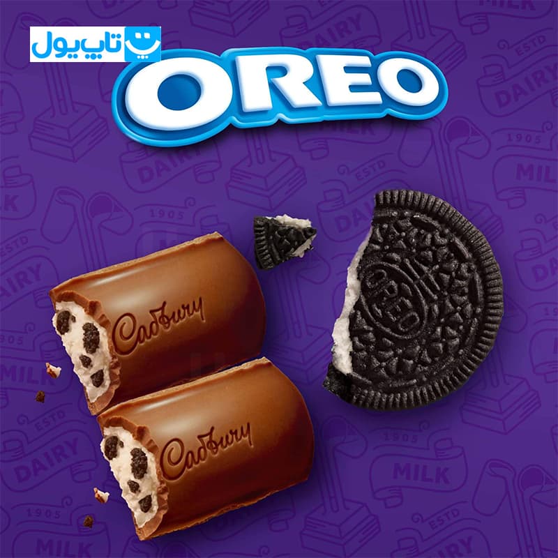 شکلات تخته ای کدبری Cadbury مدل Dairy Milk اورئو Oreo وزن 120 گرم — تصویر ۲